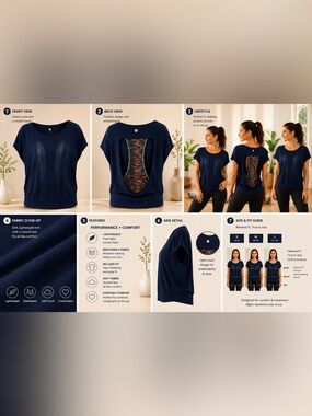 90 Degree By Reflex Navy Open-Back Short Sleeve Performance Tee